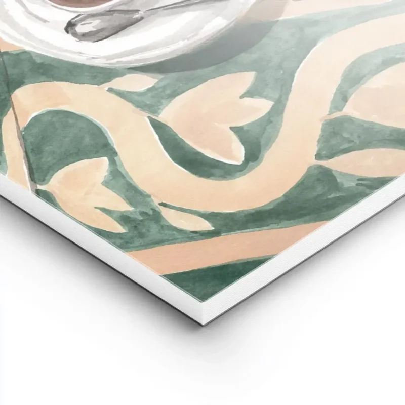 affiche de deux tasses de cafe italien blanc sur un sol carrele vert et beige av lightpanel.webp