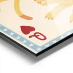 affiche de deux tigres stylises jaunes et orange sur une carte a jouer style rei aluminium.webp