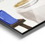 affiche de diner festif avec table vin pates et typographie abstraite au mur aluminium.webp