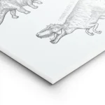 affiche de dinosaures dessines a la main en noir sur fond bleu vert avec leurs n lightpanel.webp