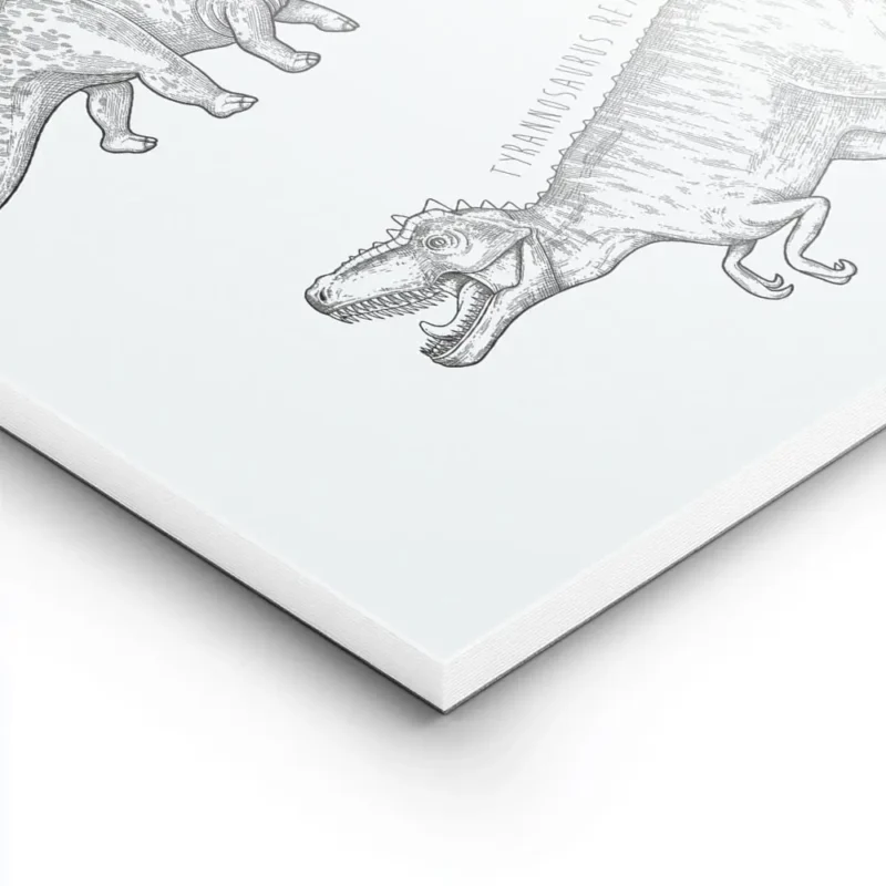 affiche de dinosaures dessines a la main en noir sur fond bleu vert avec leurs n lightpanel.webp