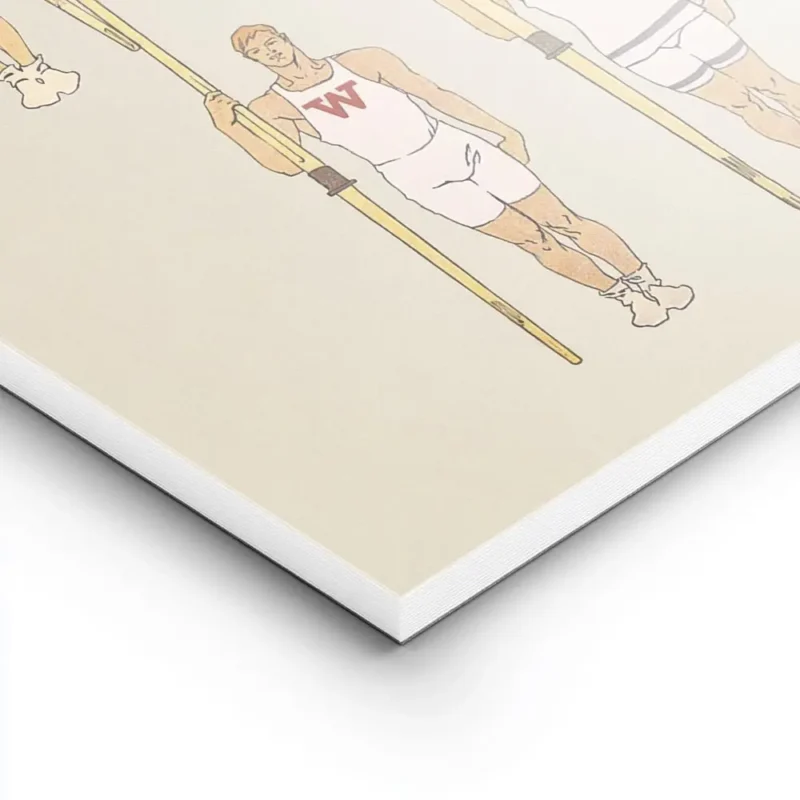 affiche de dix rameurs en trois rangees avec des avirons colores vetus duniforme lightpanel.webp
