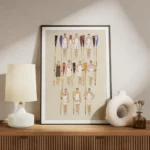 affiche de dix rameurs en trois rangees avec des avirons colores vetus duniforme meuble.webp