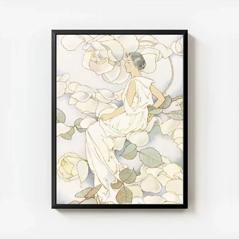 affiche de fee des fleurs de laura coombs hills typographie romantique avec une avec cadre.webp