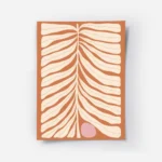 affiche de feuille beige abstraite avec un cercle rose sur fond orange rouille t.webp