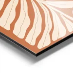 affiche de feuille beige abstraite avec un cercle rose sur fond orange rouille t aluminium.webp