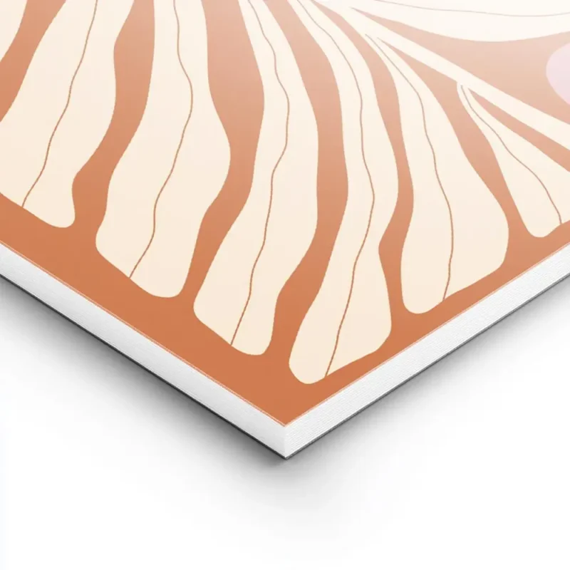 affiche de feuille beige abstraite avec un cercle rose sur fond orange rouille t lightpanel.webp