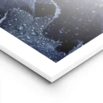 affiche de feuilles bleues foncees couvertes de gouttes de pluie creant un motif lightpanel.webp