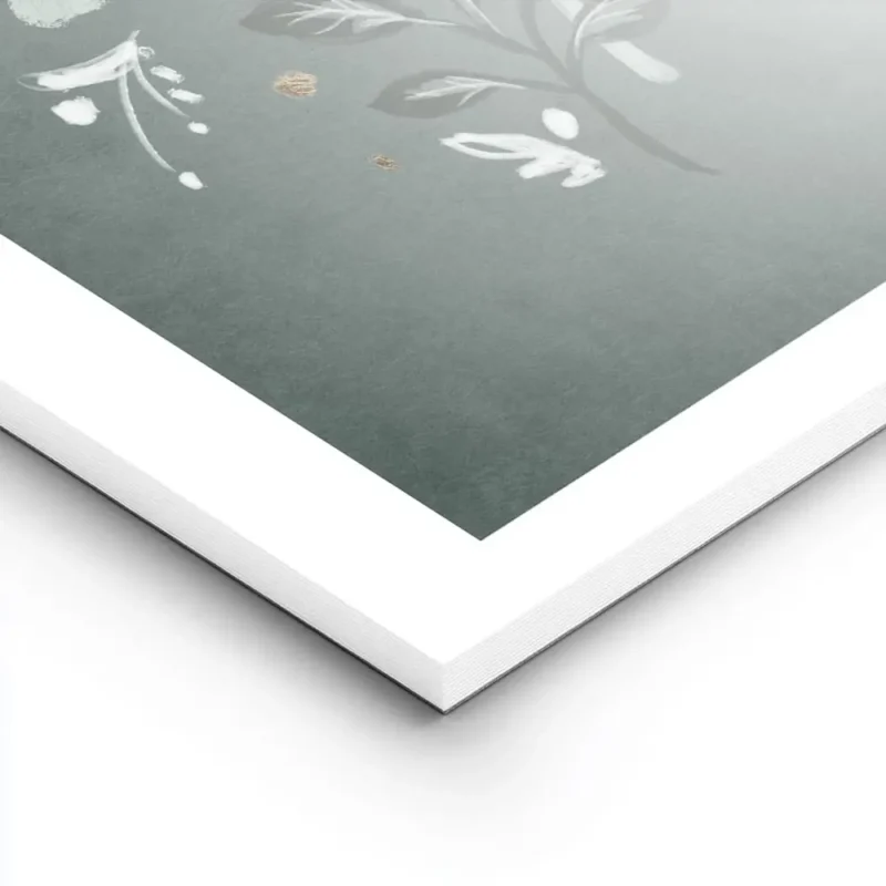affiche de feuilles de chene et de glands en vert et dore sur fond vert texture lightpanel.webp
