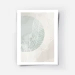 affiche de feuilles de ficus blanches avec un cercle vert et un fond beige style.webp