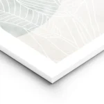 affiche de feuilles de ficus blanches avec un cercle vert et un fond beige style lightpanel.webp