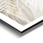 affiche de feuilles de palmier blanches et or sur fond beige avec un motif de ra aluminium.webp
