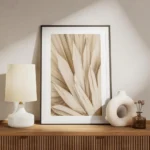 affiche de feuilles de palmier sechees beiges texture granulee aspect naturel et meuble.webp