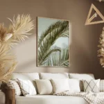 affiche de feuilles de palmier tropicales vertes luxuriantes sur fond clair ecla salon.webp