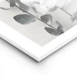 affiche de feuilles deucalyptus vertes sur fond gris clair photographie botaniqu lightpanel.webp