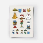 affiche de fifi brindacier en poupee decoupee avec divers vetements et accessoir.webp