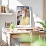 affiche de fifi brindacier mangeant des spaghetti colores avec des ciseaux typog bureau.webp