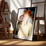 affiche de fifi brindacier mangeant des spaghetti colores avec des ciseaux typog encadre.webp