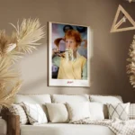 affiche de fifi brindacier mangeant des spaghetti colores avec des ciseaux typog salon.webp