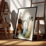 affiche de fiordo di furore avec un pont en pierre et une mer turquoise encadre.webp