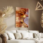 affiche de flash super heros courant laissant des trainees de lumiere oranges et salon.webp