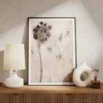 affiche de fleur sechee abstraite beige et blanche avec des ombres sur un fond c meuble.webp