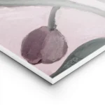 affiche de fleur violette avec des branches vertes sur fond rose clair style pei lightpanel.webp