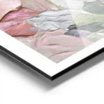 affiche de fleurs abstraites avec une peinture texturee en rose vert et blanc aluminium.webp