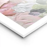 affiche de fleurs abstraites avec une peinture texturee en rose vert et blanc lightpanel.webp