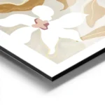 affiche de fleurs blanches avec feuillage marron sur fond beige composition simp aluminium.webp