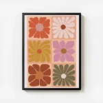 affiche de fleurs carrees graphiques aux couleurs vives avec cadre.webp
