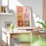 affiche de fleurs carrees graphiques aux couleurs vives bureau.webp