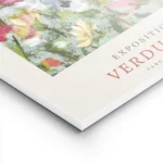 affiche de fleurs colorees en jaune rouge et rose sur fond bleu avec typographie lightpanel.webp