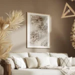 affiche de fleurs dallium sechees beiges sur fond clair avec des typographies te salon.webp