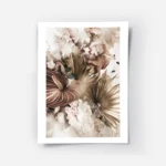 affiche de fleurs dautomne marron blanches et roses avec des feuilles vertes sty.webp