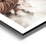affiche de fleurs dautomne marron blanches et roses avec des feuilles vertes sty aluminium.webp