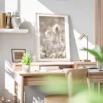 affiche de fleurs de coton apaisantes blanches et duveteuses baignees par une lu bureau.webp