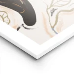 affiche de fleurs de feuilles et dune main noire en line art sur fond beige lightpanel.webp