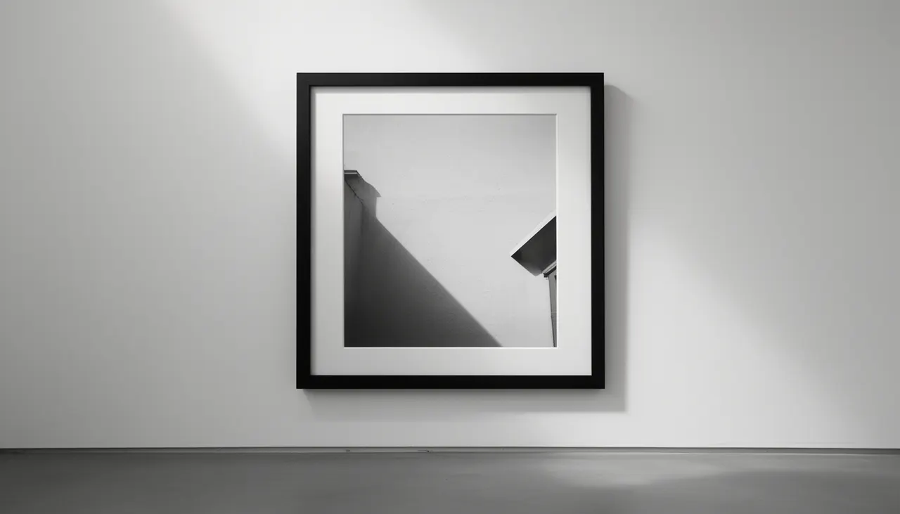 Encadrement noir mat pour photo noir et blanc Affiche photographique noir et blanc encadrée en noir mat profil fin, mur blanc
