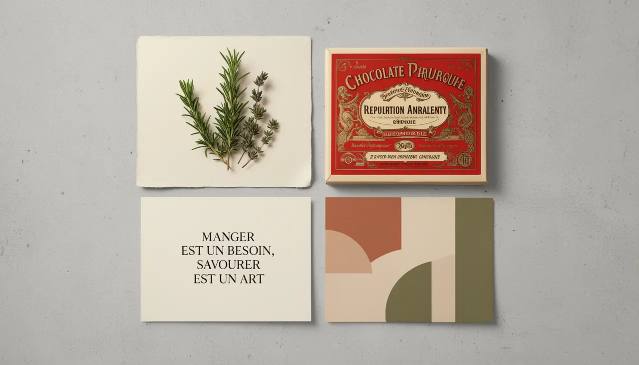 Exemples des 4 thématiques affiches cuisine Quatre affiches cuisine thèmes ingrédients vintage citation abstrait