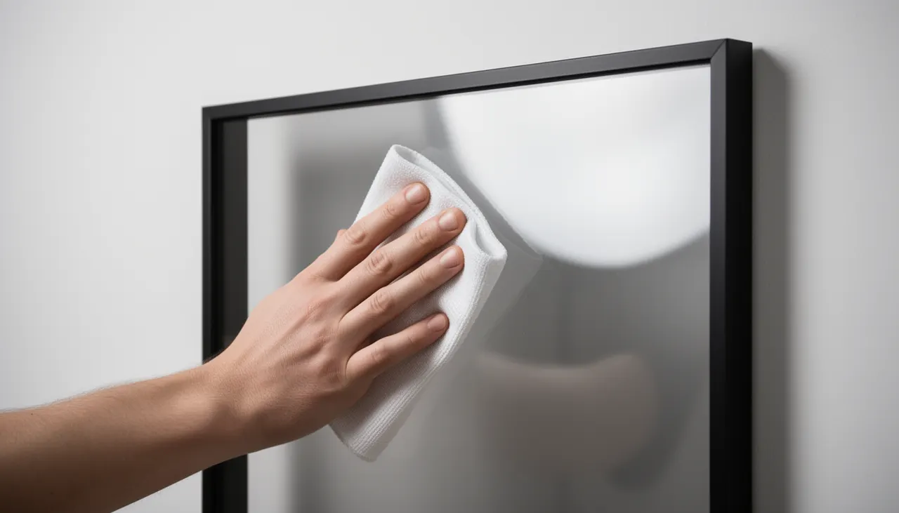 Technique essuyage en Z sans trace Geste essuyage vitre cadre en mouvement Z avec microfibre