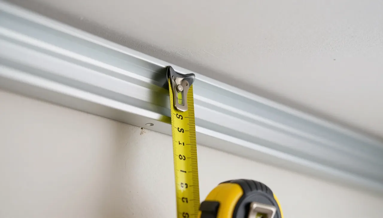 Installation précise de la cimaise Mesure de la distance entre le plafond et le rail