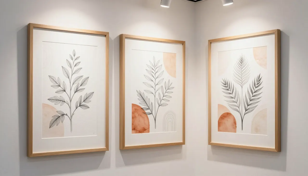 Affiches line art et géométriques dans un angle