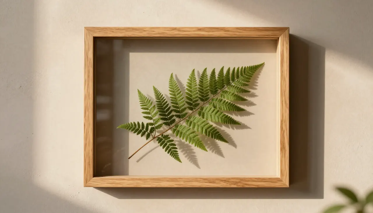 Herbier de fougère dans un cadre transparent